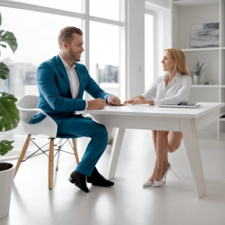 A professional advisor reviewing property documents in a modern office